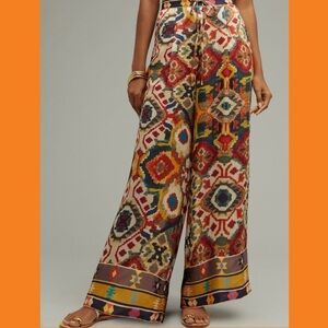 Anthropologie Multicolor Patterned Wide-Leg Pants
